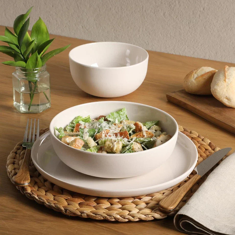 12 Piece Unbreakable Wheat Straw Melamine Plates and Bowls Dinnerwar